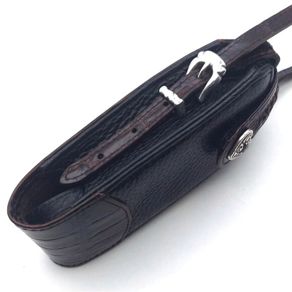 Brighton Two Tone Croc Embossed Leather Phone Case Silverplated Adjustable Strap - Picture 3 of 8